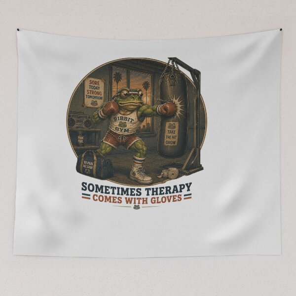 Item preview, Gym Frog Boxing Therapy Comes With Gloves Vintage 80s designed and sold by MythicCotton.