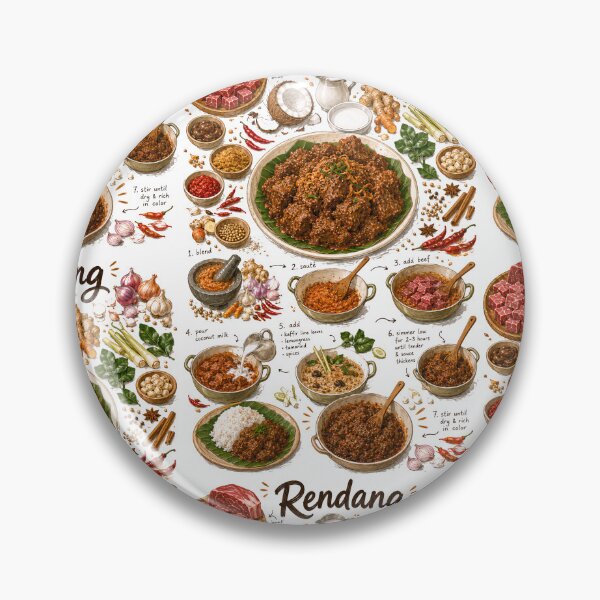 Item preview, Rendang Recipe Shirt – Hand-Drawn Italian Pasta Cooking Diagram Tee, Minimalist Food Illustration designed and sold by fishnsteve.