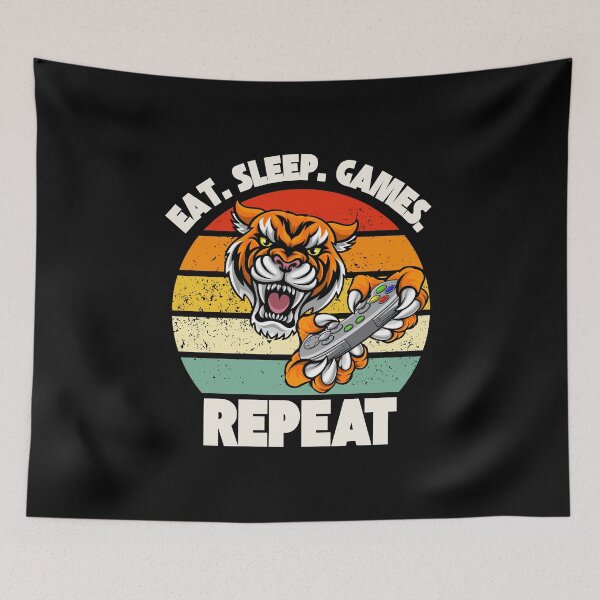 Item preview, Eat. Sleep. Games. Repeat Tiger Design designed and sold by OldSkullDesigns.