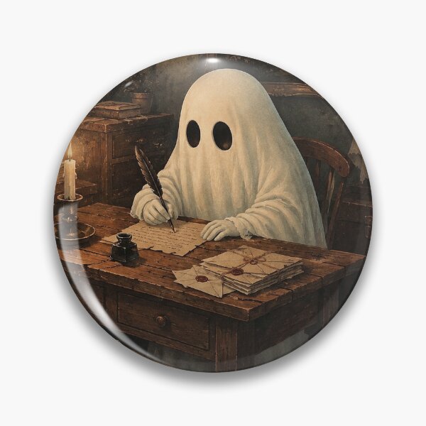 Item preview, Cute Ghost Writing Letters by Candlelight | Dark Cottagecore Fantasy Illustration designed and sold by Tolchik.