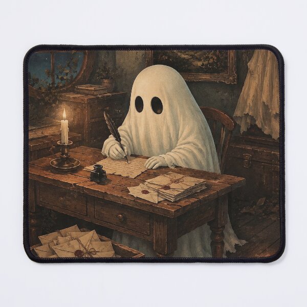 Item preview, Cute Ghost Writing Letters by Candlelight | Dark Cottagecore Fantasy Illustration designed and sold by Tolchik.
