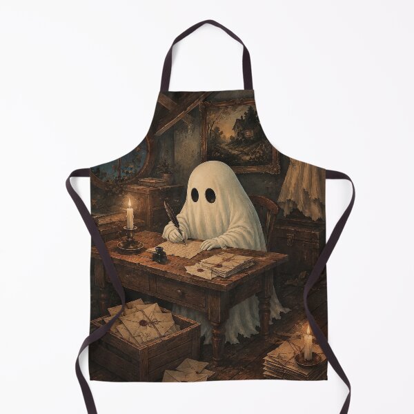 Item preview, Cute Ghost Writing Letters by Candlelight | Dark Cottagecore Fantasy Illustration designed and sold by Tolchik.