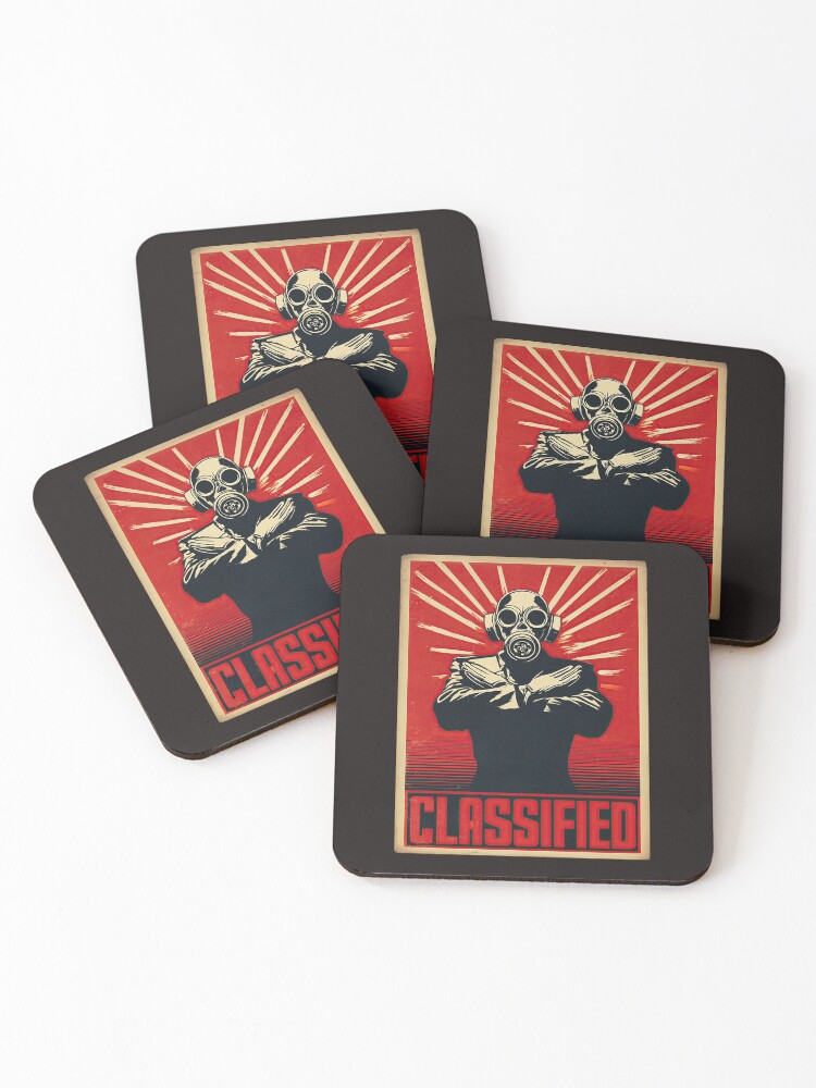 Thumbnail 1 of 5, Coasters (Set of 4), Titel Classified Propaganda Poster designed and sold by obstinator.
