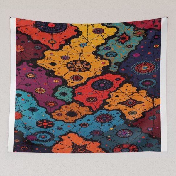 Item preview, Cosmic Psychedelic Map - Fluid Abstract Pattern with Multicolored Mystic Circles designed and sold by RAYBIL.