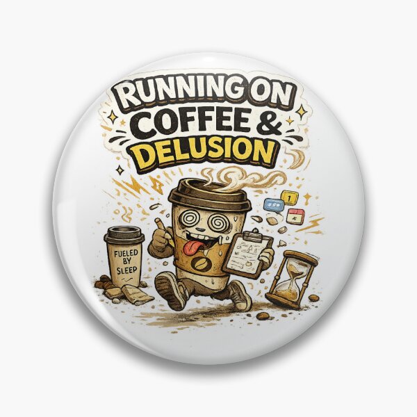 Item preview, Running On Coffee & Delusion Funny Coffee Sticker designed and sold by noor-store21.