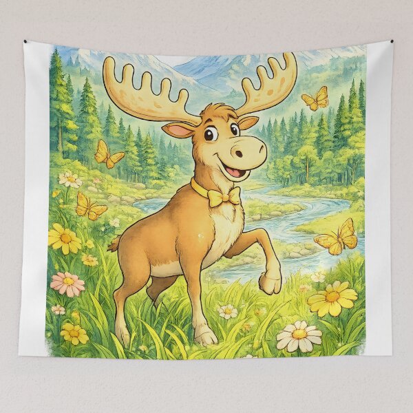 Item preview, Elegant Mountain Moose | Wildflower Valley Storybook Art designed and sold by Clothes With Smiling Animals Walt Gral.