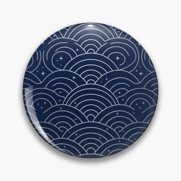 Item preview, Japanese Seigaiha Wave Pattern with Starry Night Blue and Silver Details designed and sold by eatoppo.