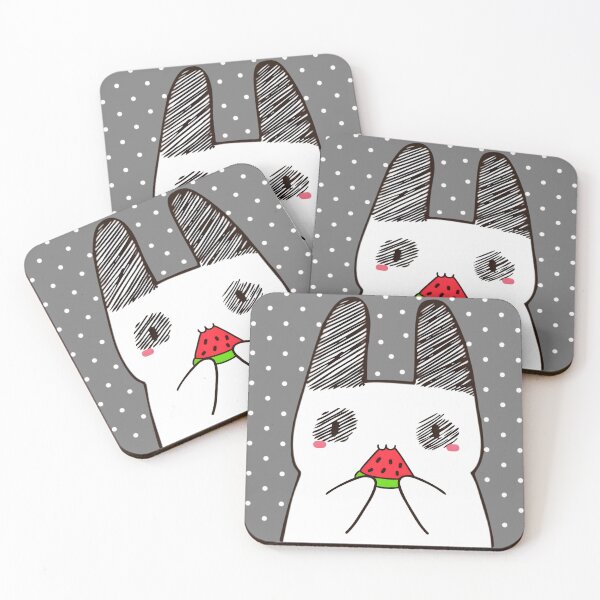 Item preview, Kawaii Bunny Eating Fresh Watermelon Fruit Slice designed and sold by Cutecharactel.