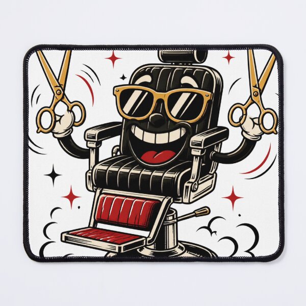 Item preview, Funny Retro Cartoon Barber Chair with Scissors Design designed and sold by Barber MD Culture.