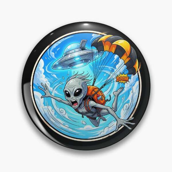 Item preview, Alien Skydiver Jumping with Parachute from UFO designed and sold by Sunkhung.
