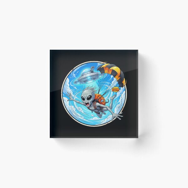 Item preview, Alien Skydiver Jumping with Parachute from UFO designed and sold by Sunkhung.