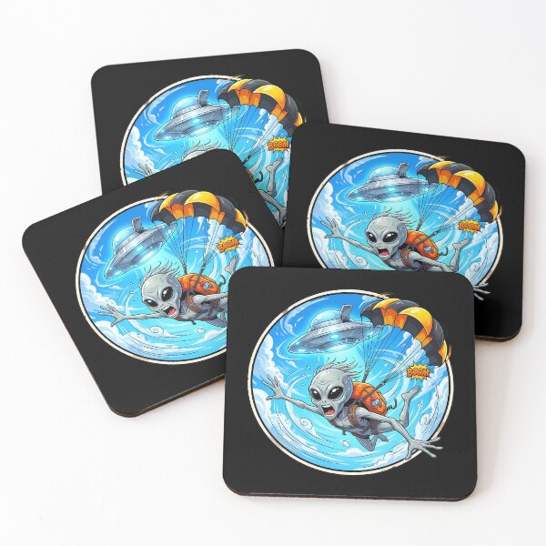 Item preview, Alien Skydiver Jumping with Parachute from UFO designed and sold by Sunkhung.