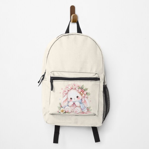 Item preview, Cute Christmas Bunny Watercolor | Kawaii Winter Rabbit with Cozy Scarf & Holly designed and sold by looplandger.