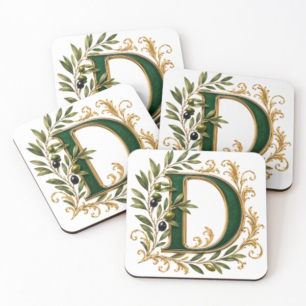 Item preview, Elegant Letter D Monogram with Olive Branches & Gold Botanical Design | Luxury Green Floral Initial designed and sold by MoodLay.