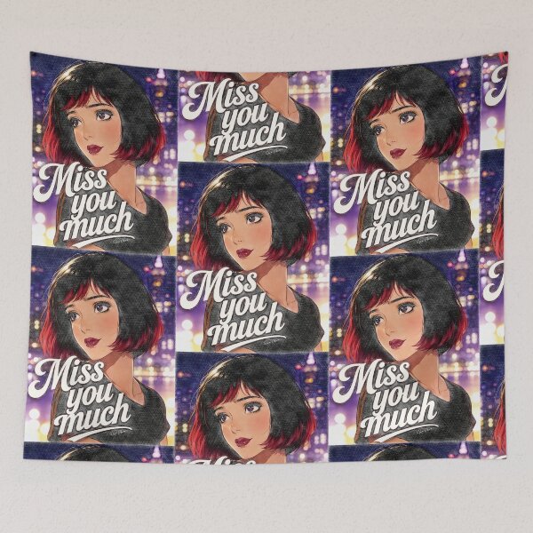 Item preview, Miss You Much – Retro 90s City Melancholy Anime Girl designed and sold by Hen-C-Art.
