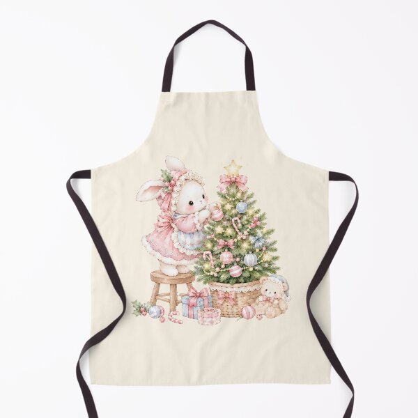Item preview, Cute Christmas Bunny Decorating Tree | Kawaii Watercolor Holiday Rabbit & Teddy Bear designed and sold by looplandger.