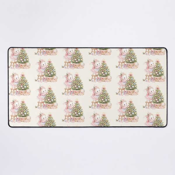 Item preview, Cute Christmas Bunny Decorating Tree | Kawaii Watercolor Holiday Rabbit & Teddy Bear designed and sold by looplandger.