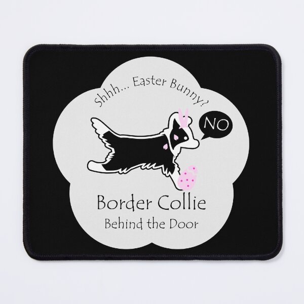 Item preview, Funny Border Collie Easter Bunny Behind the Door Whtie Base designed and sold by Na7nasColorShop.