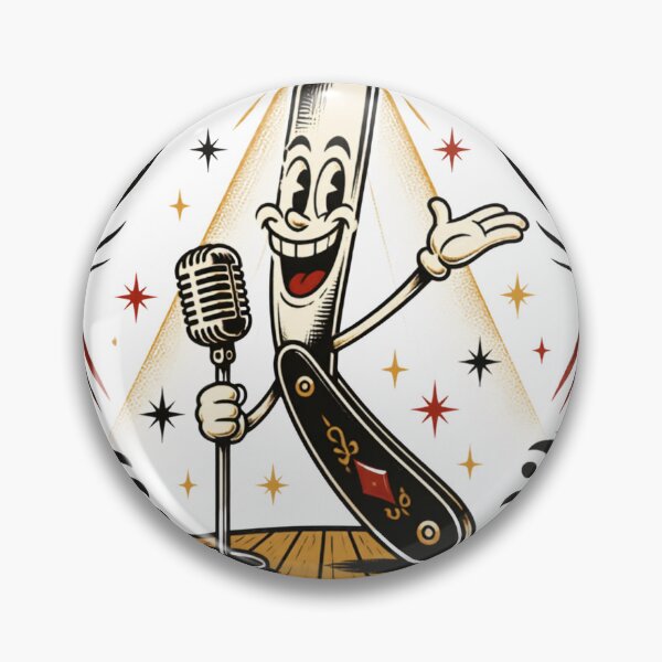 Item preview, Funny Retro Cartoon Straight Razor Singing on Stage Design designed and sold by Barber MD Culture.