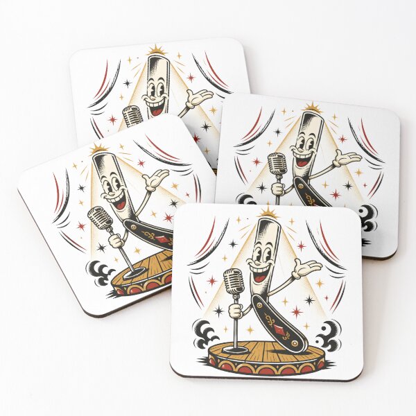 Item preview, Funny Retro Cartoon Straight Razor Singing on Stage Design designed and sold by Barber MD Culture.