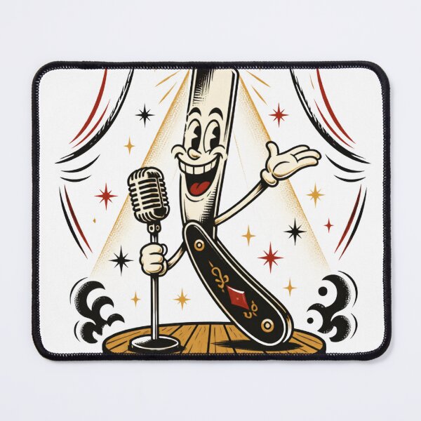 Item preview, Funny Retro Cartoon Straight Razor Singing on Stage Design designed and sold by Barber MD Culture.