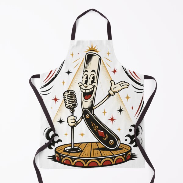 Item preview, Funny Retro Cartoon Straight Razor Singing on Stage Design designed and sold by Barber MD Culture.