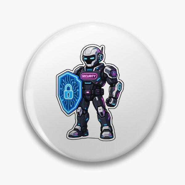 Item preview, Cyberpunk AI Security Robot Sticker | Neon Tech Shield Art designed and sold by PixelForge Studio2.
