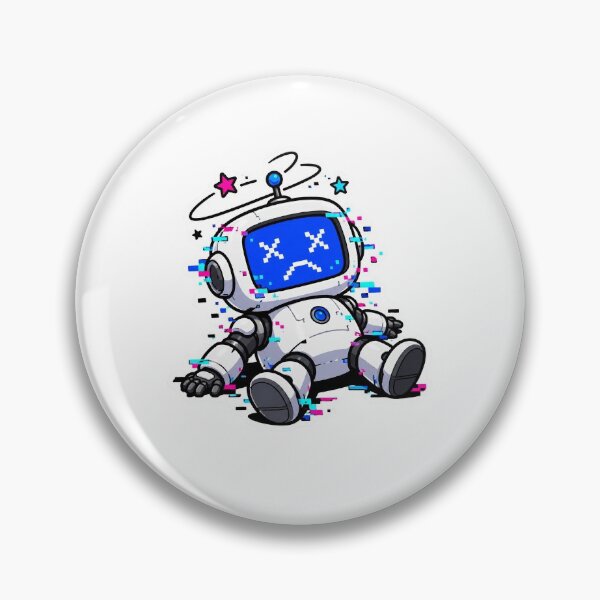Item preview, Blue Screen of Death Robot Sticker | Funny IT Cyber Security Glitch Art designed and sold by PixelForge Studio2.