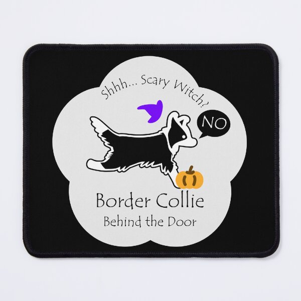 Item preview, Funny Border Collie Scary Witch Behind the Door White Base designed and sold by Na7nasColorShop.
