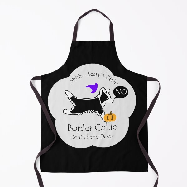 Item preview, Funny Border Collie Scary Witch Behind the Door White Base designed and sold by Na7nasColorShop.