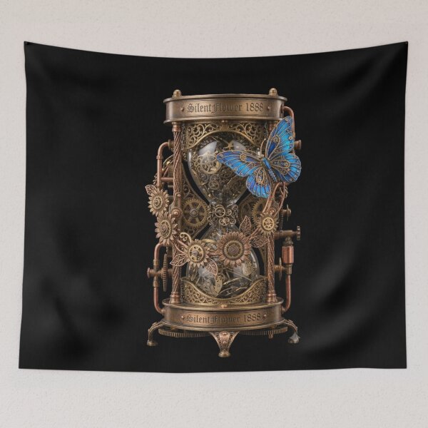 Item preview, Steampunk Hourglass with Blue Butterfly and Sunflowers designed and sold by SilentFlower.