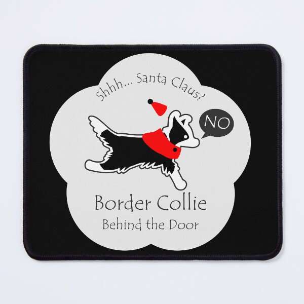 Item preview, Funny Border Collie Santa Claus Behind the Door White Base designed and sold by Na7nasColorShop.