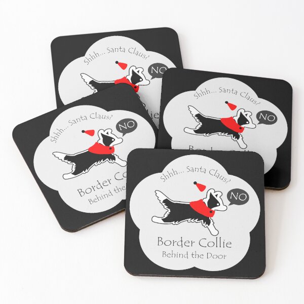 Item preview, Funny Border Collie Santa Claus Behind the Door White Base designed and sold by Na7nasColorShop.