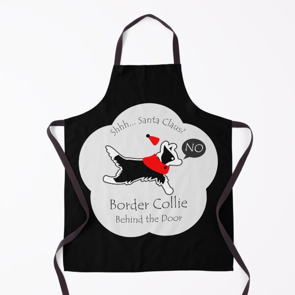 Item preview, Funny Border Collie Santa Claus Behind the Door White Base designed and sold by Na7nasColorShop.