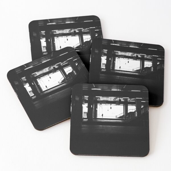 Item preview, Alone at Yongsan Station – Seoul Black and White Photography designed and sold by UrbanNoirMood.