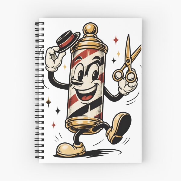 Item preview, Funny Retro Cartoon Barber Pole Character with Scissors designed and sold by MikmaD.