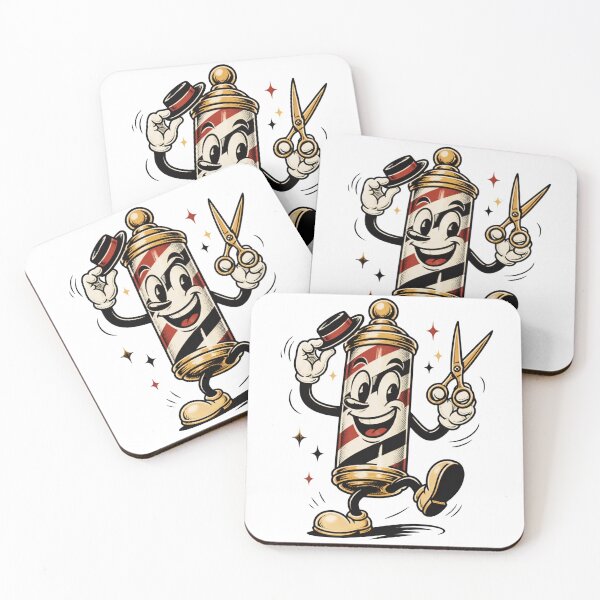 Item preview, Funny Retro Cartoon Barber Pole Character with Scissors designed and sold by Barber MD Culture.
