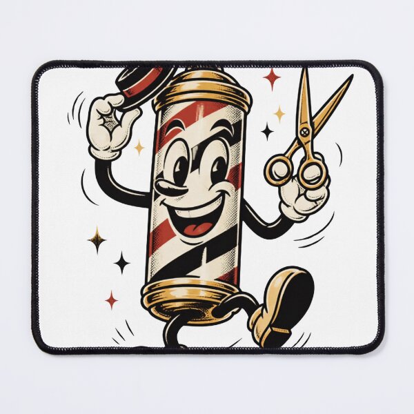 Item preview, Funny Retro Cartoon Barber Pole Character with Scissors designed and sold by Barber MD Culture.