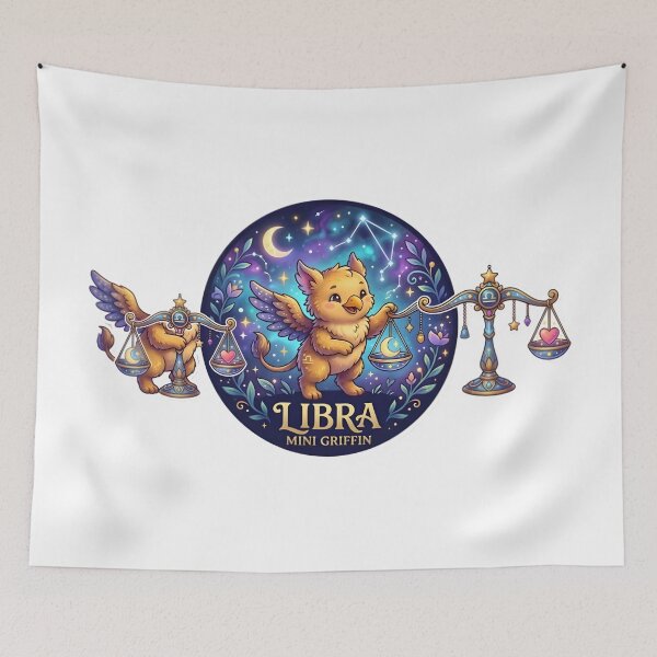 Item preview, Libra Mini Griffin Cute Galaxy Scales Kawaii Zodiac Art designed and sold by Zodiac Celestial Art.