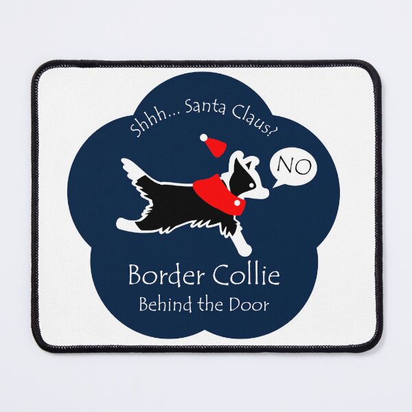 Item preview, Funny Border Collie Santa Claus Behind the Door Midnight Blue Base designed and sold by Na7nasColorShop.