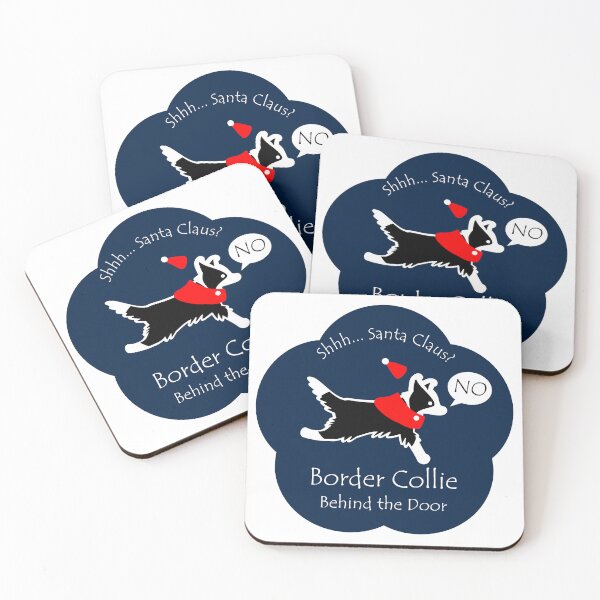 Item preview, Funny Border Collie Santa Claus Behind the Door Midnight Blue Base designed and sold by Na7nasColorShop.
