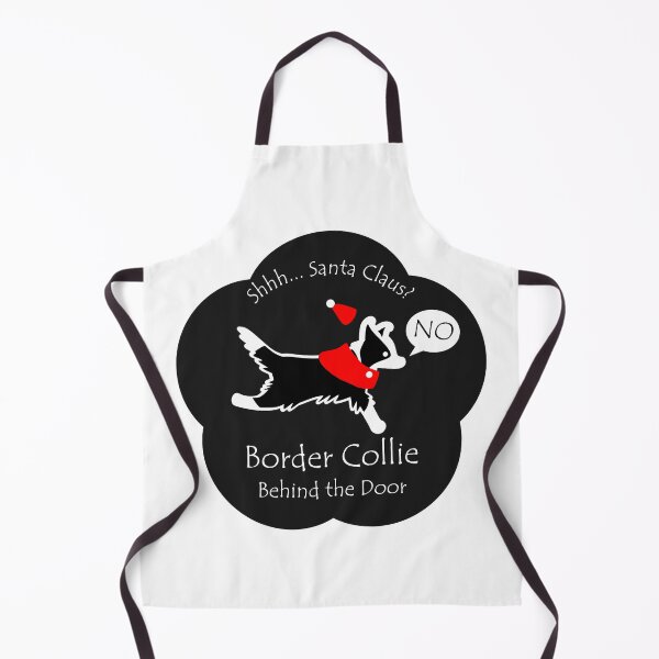Item preview, Funny Border Collie Santa Claus Behind the Door Black Base designed and sold by Na7nasColorShop.