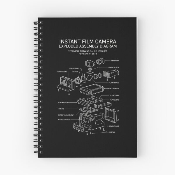 Item preview, Vintage Instant Film Camera Exploded View Blueprint - Retro Camera Technical Drawing designed and sold by DraftGear.
