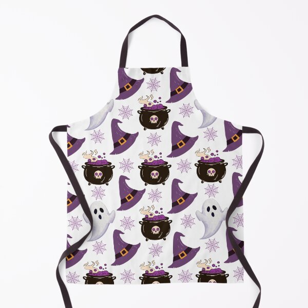 Item preview, Cute Halloween Witch Hat & Magic Cauldron Seamless Pattern | Purple Spooky Cute Ghosts & Spider Webs designed and sold by AESTHETIC-FLAIR.