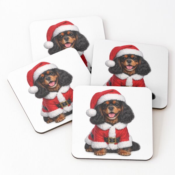 Item preview, Christmas Santa Black and Tan Cavalier designed and sold by SpottyRainbow.