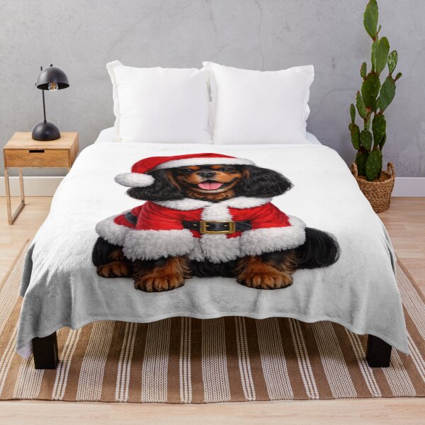 Item preview, Christmas Santa Black and Tan Cavalier designed and sold by SpottyRainbow.