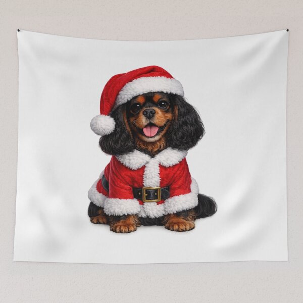 Item preview, Christmas Santa Black and Tan Cavalier designed and sold by SpottyRainbow.