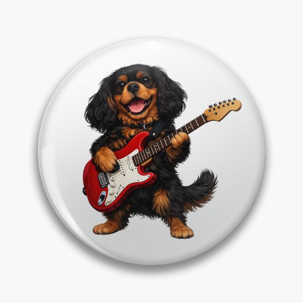 Item preview, Electric guitar playing Black and Tan Cavalier designed and sold by SpottyRainbow.
