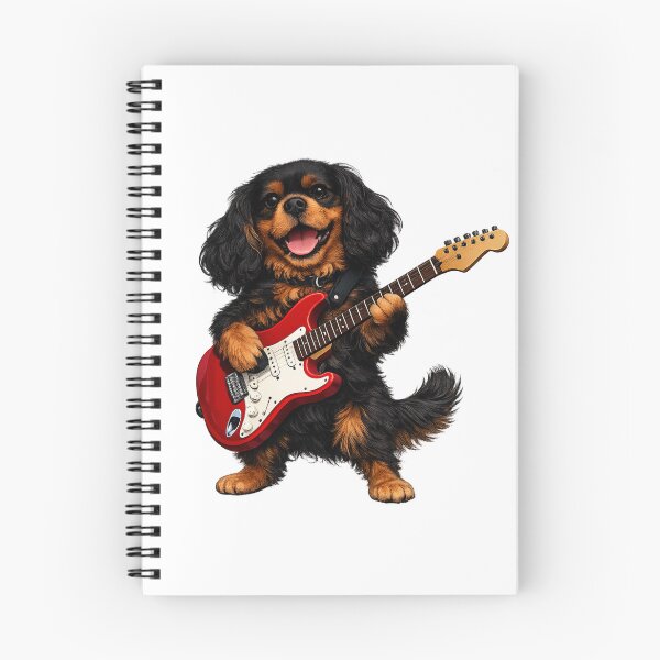 Item preview, Electric guitar playing Black and Tan Cavalier designed and sold by SpottyRainbow.