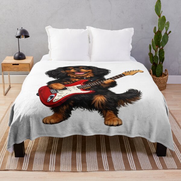 Item preview, Electric guitar playing Black and Tan Cavalier designed and sold by SpottyRainbow.